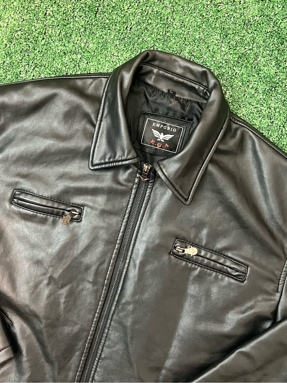 Men's Black Faux Leather Zip-Front Jacket